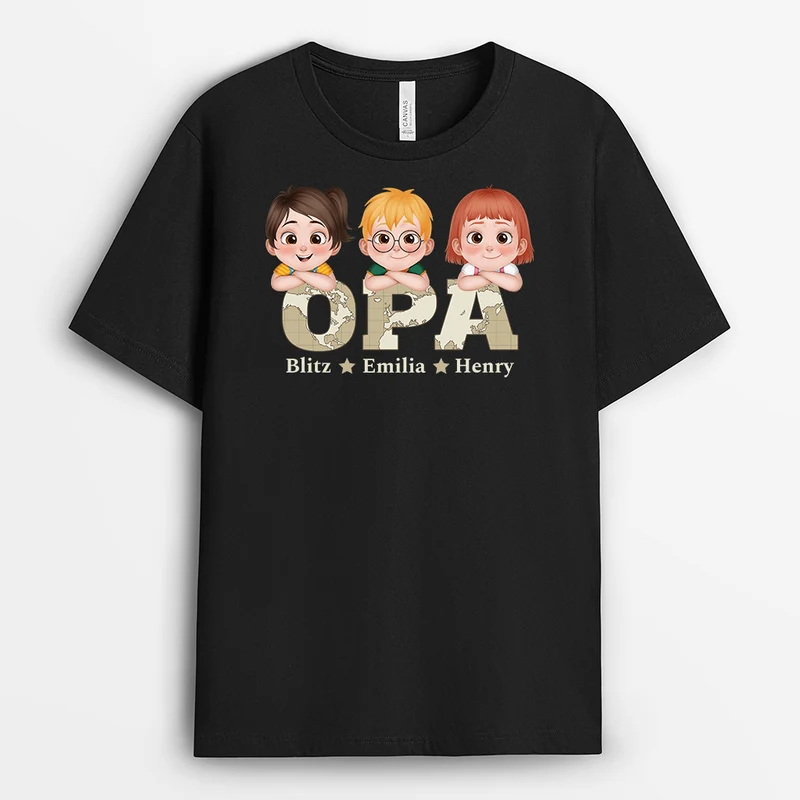 Weltkarte Opa/Papa - Personalisiertes Geschenk | T-shirts Männer