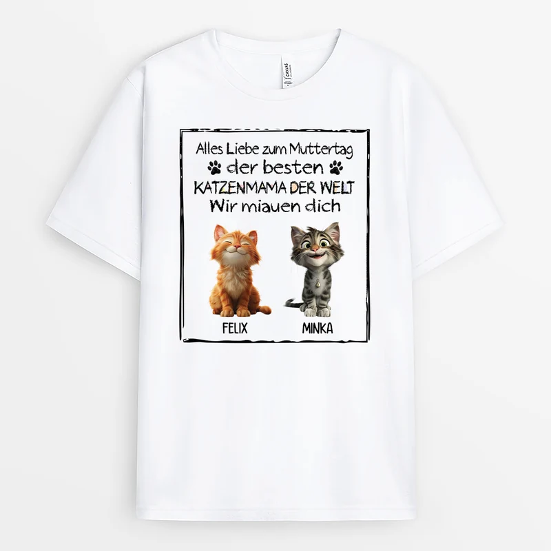 Frohen Muttertag Katzenmama - Personalisiertes Geschenk | Katze T-Shirts