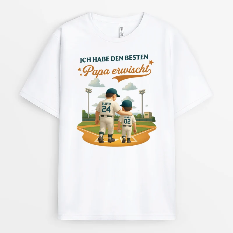Ich Habe Den Besten Opa/Papa Erwischt Baseball - Personalisiertes Geschenk | Lustige T shirts Herren
