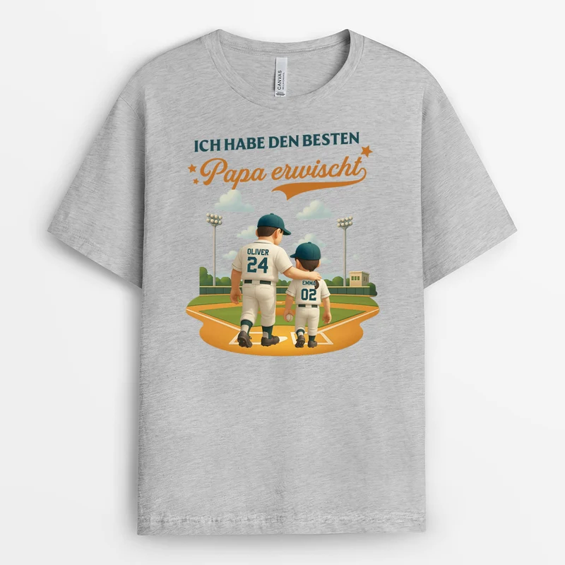 Ich Habe Den Besten Opa/Papa Erwischt Baseball - Personalisiertes Geschenk | Lustige T shirts Herren