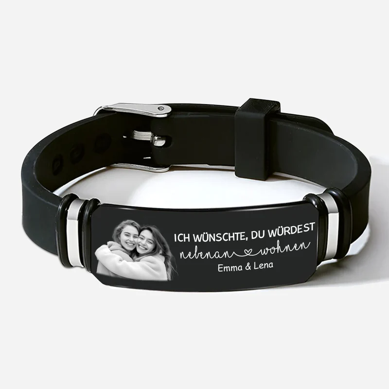 Ich Wünschte Du Würdest Nebenan Wohnen - Personalisiertes Geschenk | Armband Mit Foto für beste Freundinnen