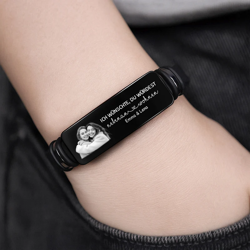 Ich Wünschte Du Würdest Nebenan Wohnen - Personalisiertes Geschenk | Armband Mit Foto für beste Freundinnen