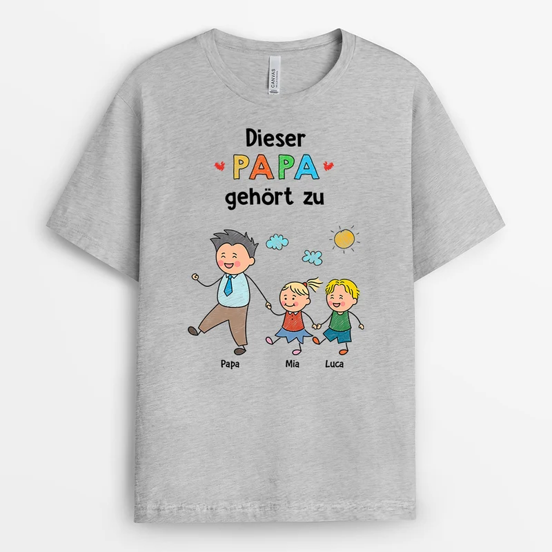 Dieser Papa Gehört Zu Buntstifte - Personalisiertes Geschenk | Mama & Papa Shirt