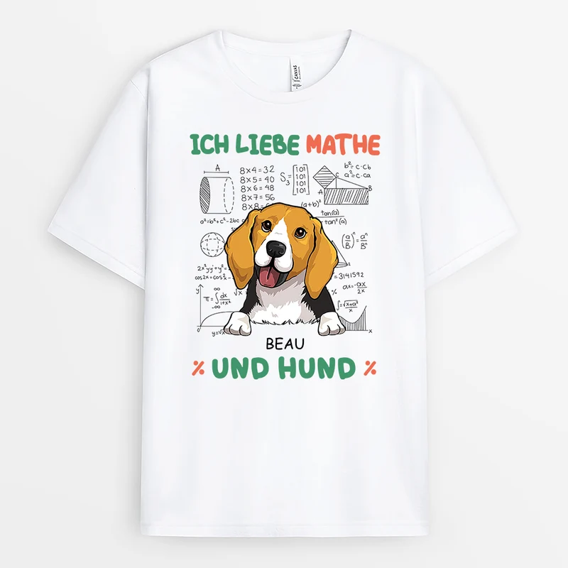 Ich Liebe Mathe Und Hunde - Personalisiertes Geschenk | T-Shirt für Hundeliebhaber