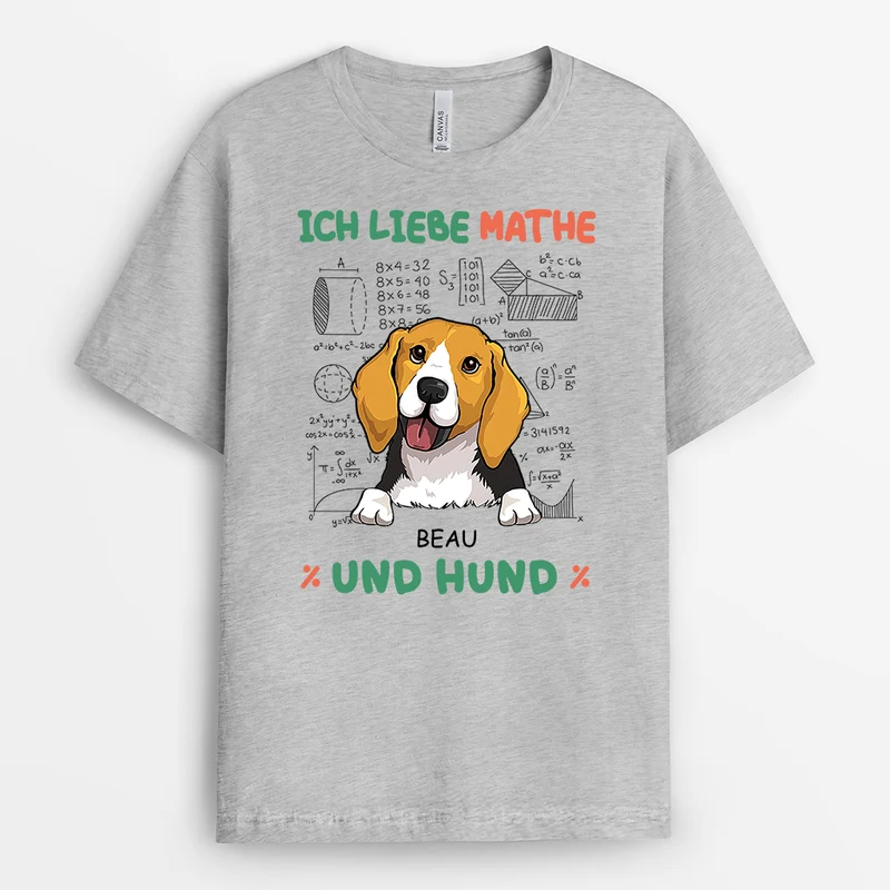 Ich Liebe Mathe Und Hunde - Personalisiertes Geschenk | T-Shirt für Hundeliebhaber