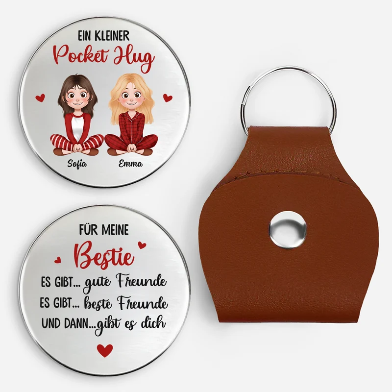 Es Gibt Gute Freunde Es Gibt Beste Freunde Und Dann Gibt Es Dich - Personalisierte Geschenke Beste Freunde | Pocket Hug Schlüsselanhänger