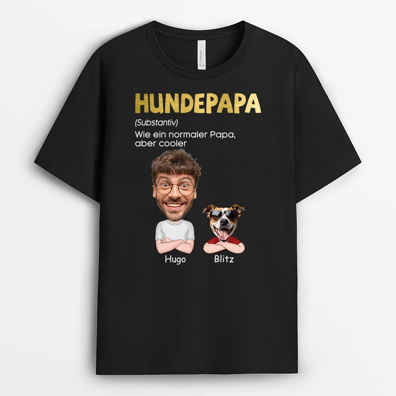 Definition Hundemama/Hundepapa - Personalisiertes Geschenk | Hunde T-shirts mit Gesicht