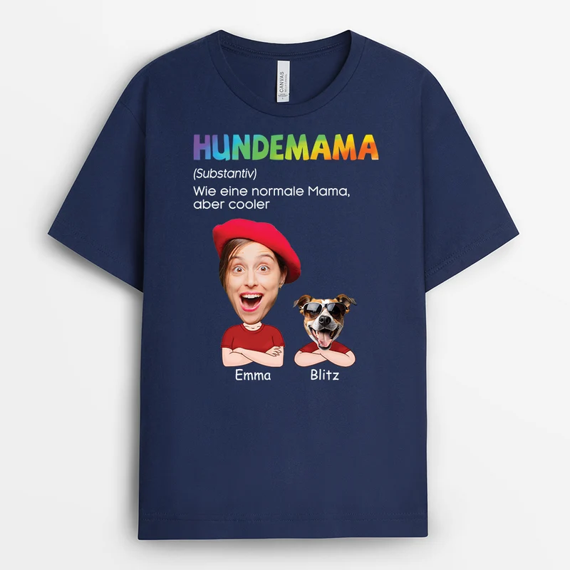 Definition Hundemama/Hundepapa - Personalisiertes Geschenk | Hunde T-shirts mit Gesicht
