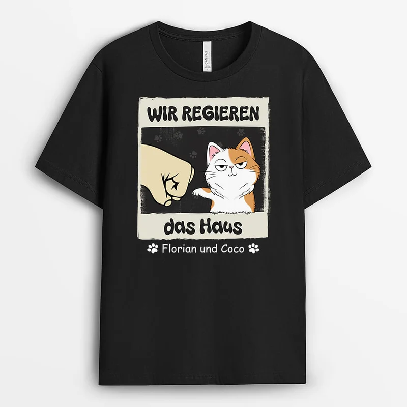 Wir Regieren Das Haus - Personalisiertes Geschenk | T-Shirt mit verspielten Katzen