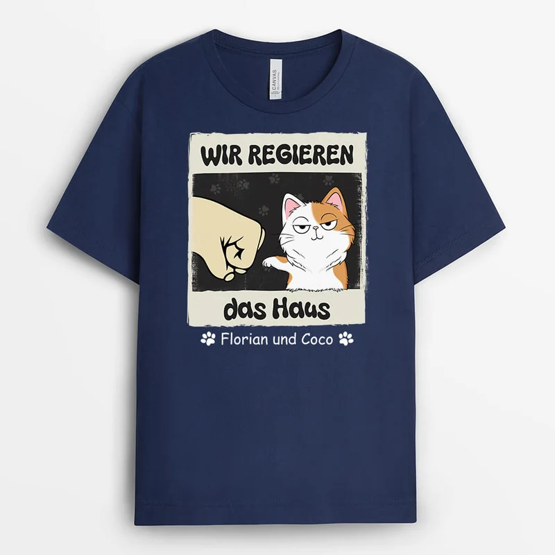 Wir Regieren Das Haus - Personalisiertes Geschenk | T-Shirt mit verspielten Katzen