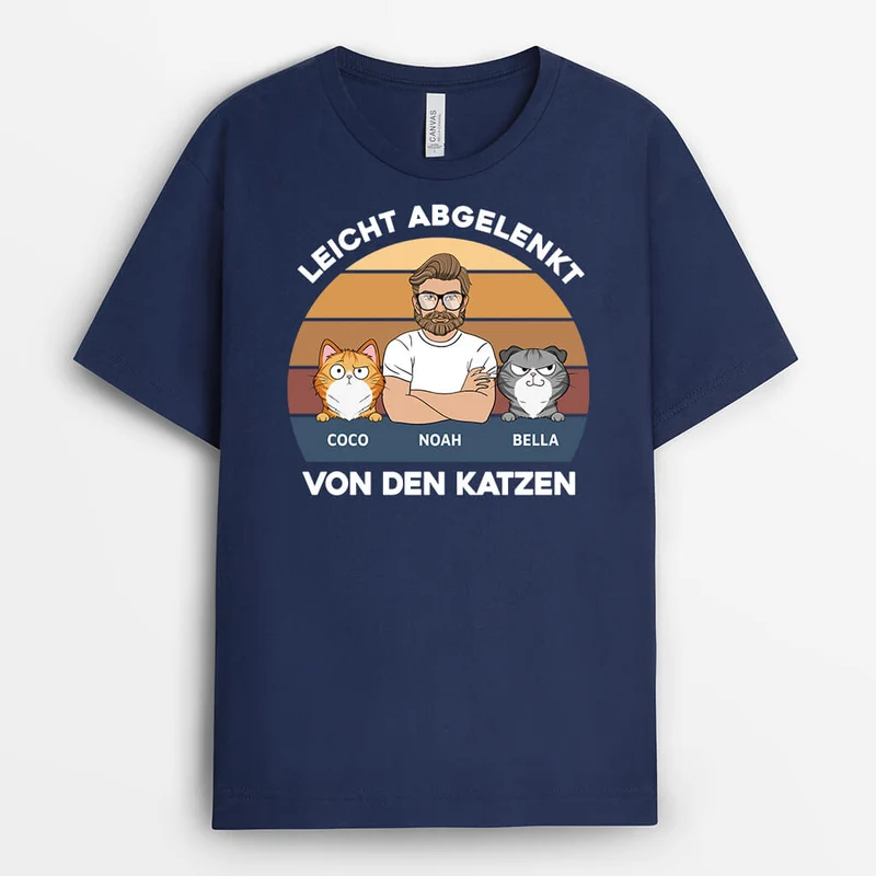 Leicht Abgelenkt Von Den Katzen - Personalisiertes Geschenk | T-Shirt für Katzenliebhaber