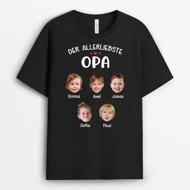 Der Allerliebste Opa/Papa - Personalisiertes Geschenk | T-Shirt für Männer mit Fotos