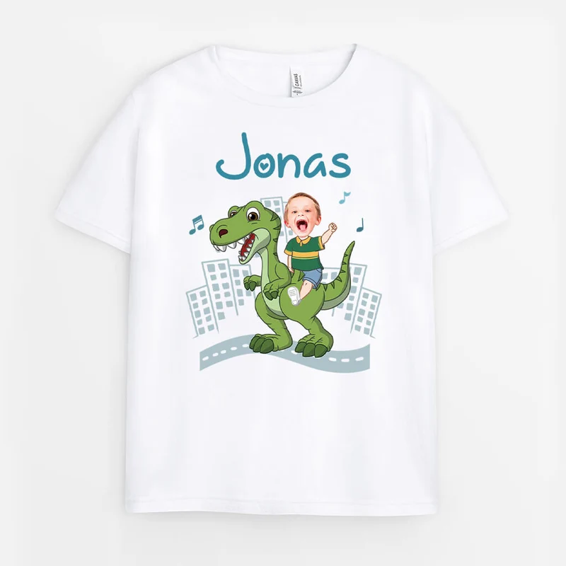 Dinosaurier Mit Kinder - Personalisiertes Geschenk | T-Shirt für Kinder