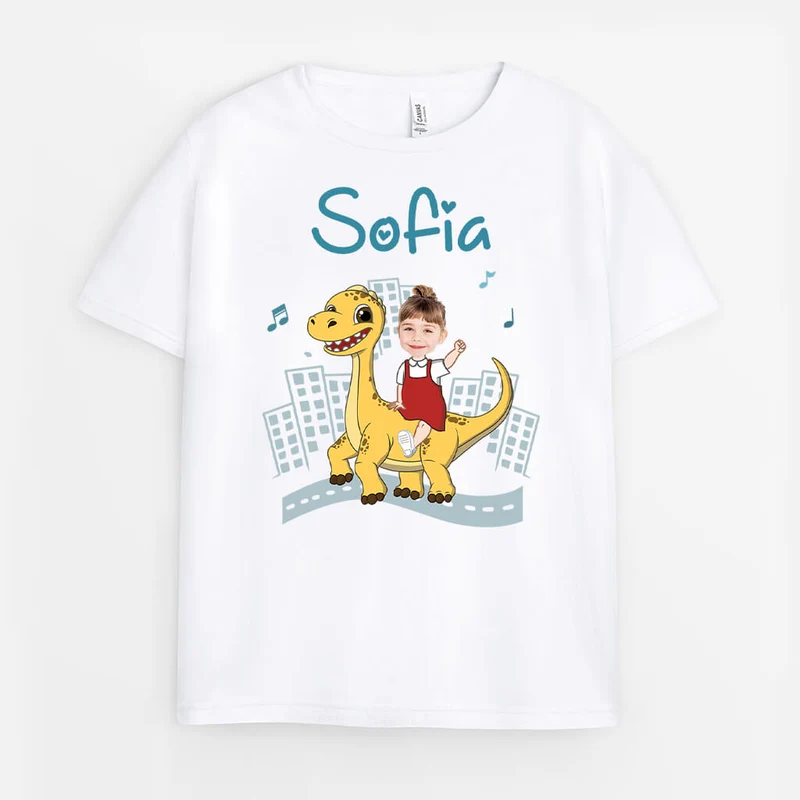 Dinosaurier Mit Kinder - Personalisiertes Geschenk | T-Shirt für Kinder
