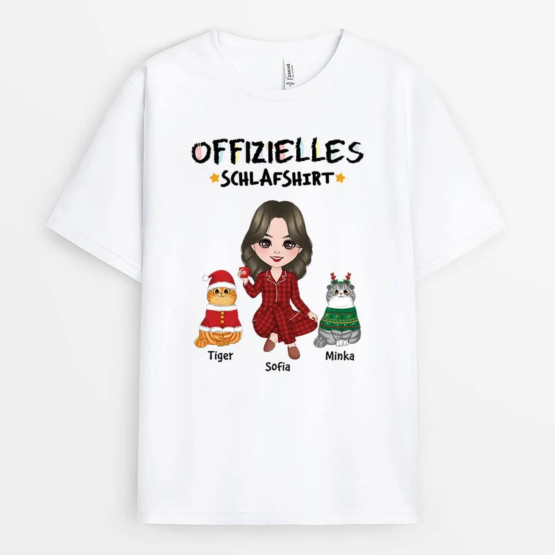 Offizielles Schlafshirt Katzen Und Katzenbesitzer - Personalisiertes Geschenk | T-Shirt für Katzenliebhaber