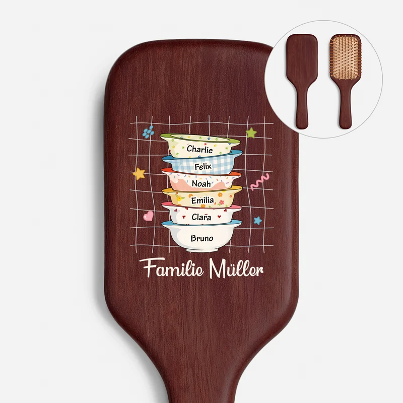 Die Familie - Personalisierte Geschenke Familie | UV Druck Sandelholz Haarbürste Schüsseln
