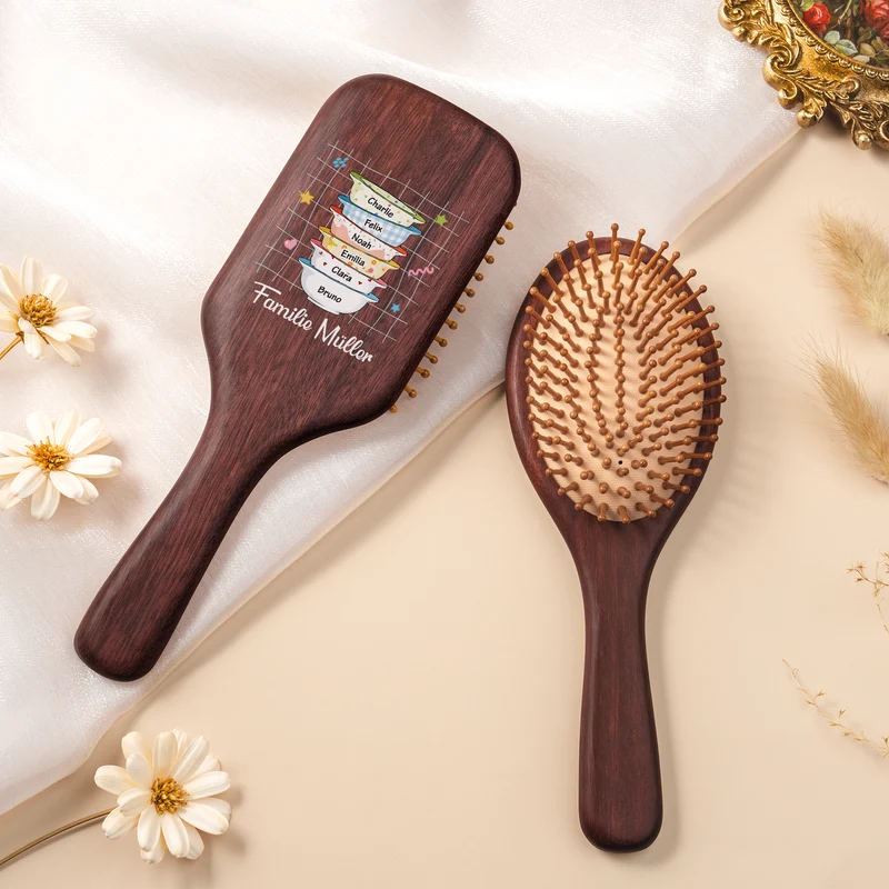 Die Familie - Personalisierte Geschenke Familie | UV Druck Sandelholz Haarbürste Schüsseln