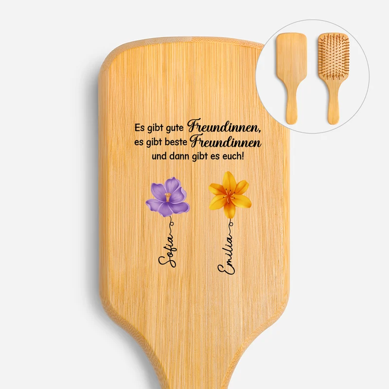Danke Dass Es Dich Gibt Beste Freundin - Personalisiertes Geschenk | UV Druck Bambus Haarbürste Freundinnen