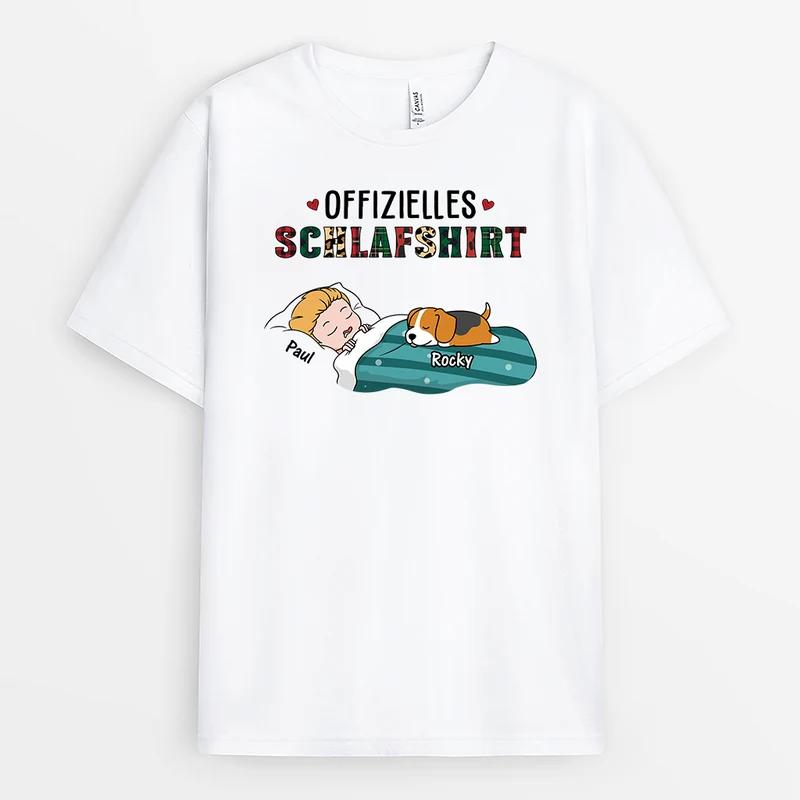 Offizielles Schlafshirt - Personalisiertes Geschenk | T-Shirt für Hundeliebhaber