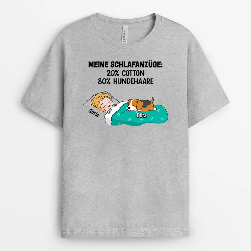 Mein Pyjama 20% Baumwolle 80% Hundehaare - Personalisiertes Geschenk | T-Shirt für Hundeliebhaber