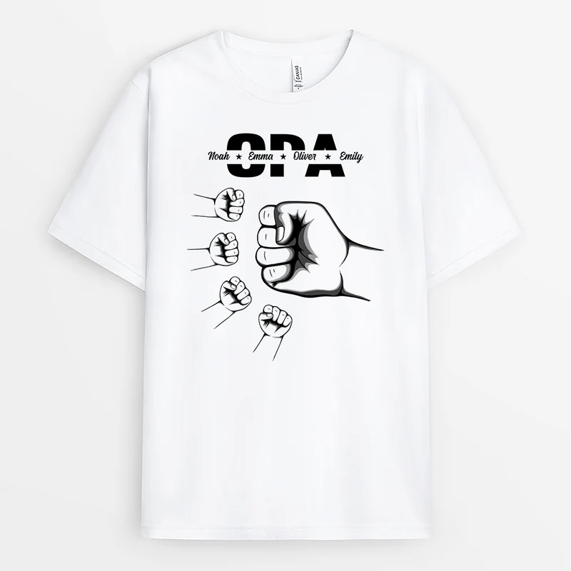 Papa Und Kinder Mit Fäusten - Personalisiertes Geschenk | T Shirt Papa
