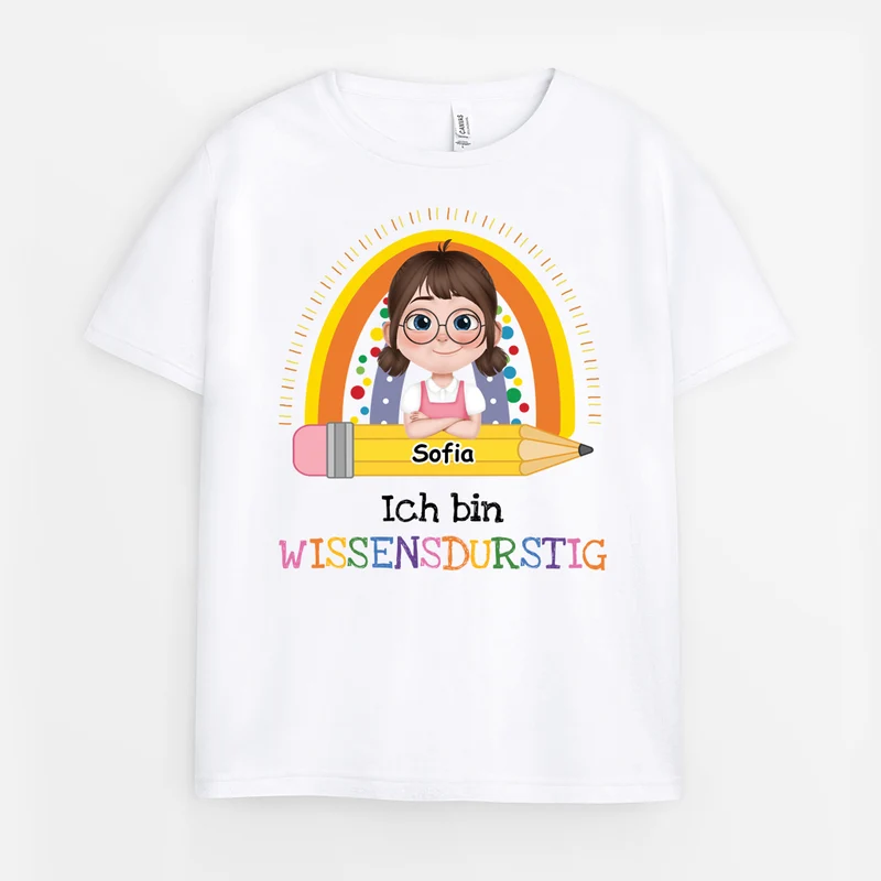 Ich Bin Wissensdurstig - Personalisiertes Geschenk | T Shirt Einschulung Kinder