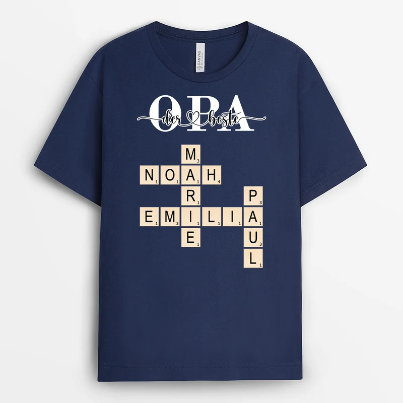 Papa Kreuzworträtsel - Personalisiertes Geschenk | Schwarzes T Shirt Papa