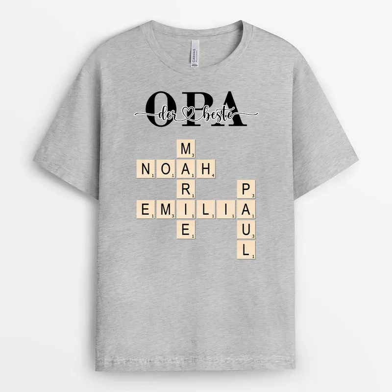 Papa Kreuzworträtsel - Personalisiertes Geschenk | Weißes T Shirt Papa