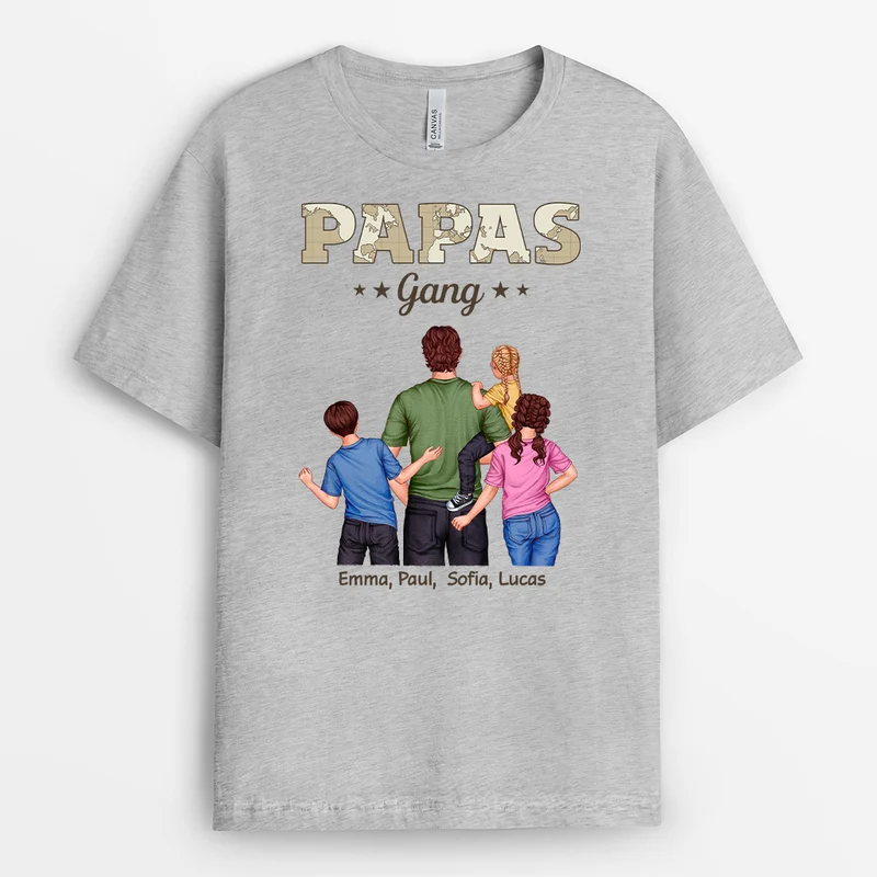 Papas Gang Weltkarte Getragen Von Papa - Personalisiertes Geschenk | Weißes T Shirt Papa