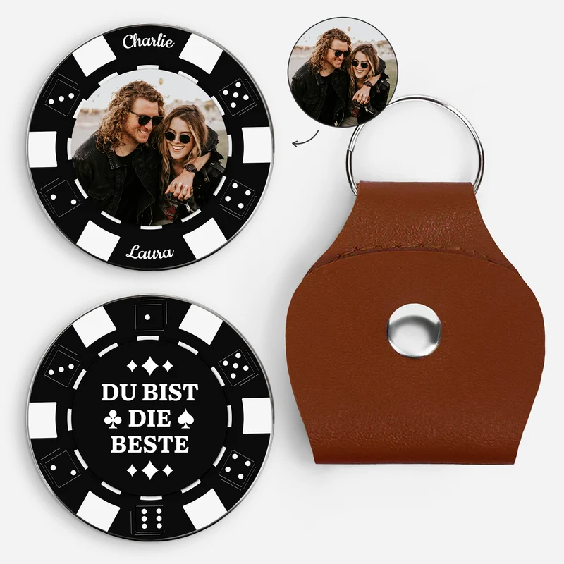 [3D-Optik] Du Bist Die Beste Pokerchips - Personalisierte Paar Geschenke | Pocket Hug Schlüsselanhänger