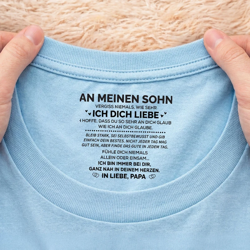 Bleib Stark Sei Selbstbewusst Und Gib Einfach Dein Bestes - Personalisiertes Geschenk | Weißes T Shirt Nackenlabel Drucken Sohn Tochter Männer Frauen