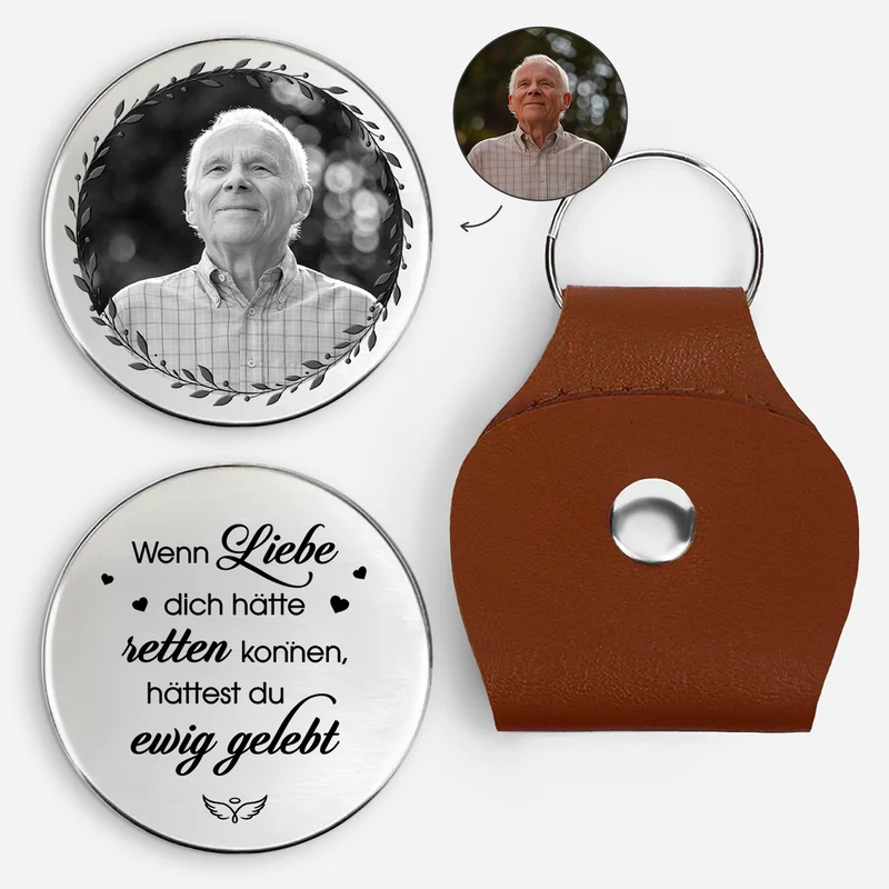 Wenn Liebe Dich Hätte Retten Können Hättest Du Ewig Gelebt - Personalisierte Trauergeschenke | Pocket Hug Schlüsselanhänger Foto Papa Mama