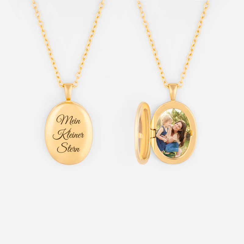 Mein Kleiner Stern - Personalisierte Geschenke Foto | Kette Mit Ovalem Anhänger Mama Oma