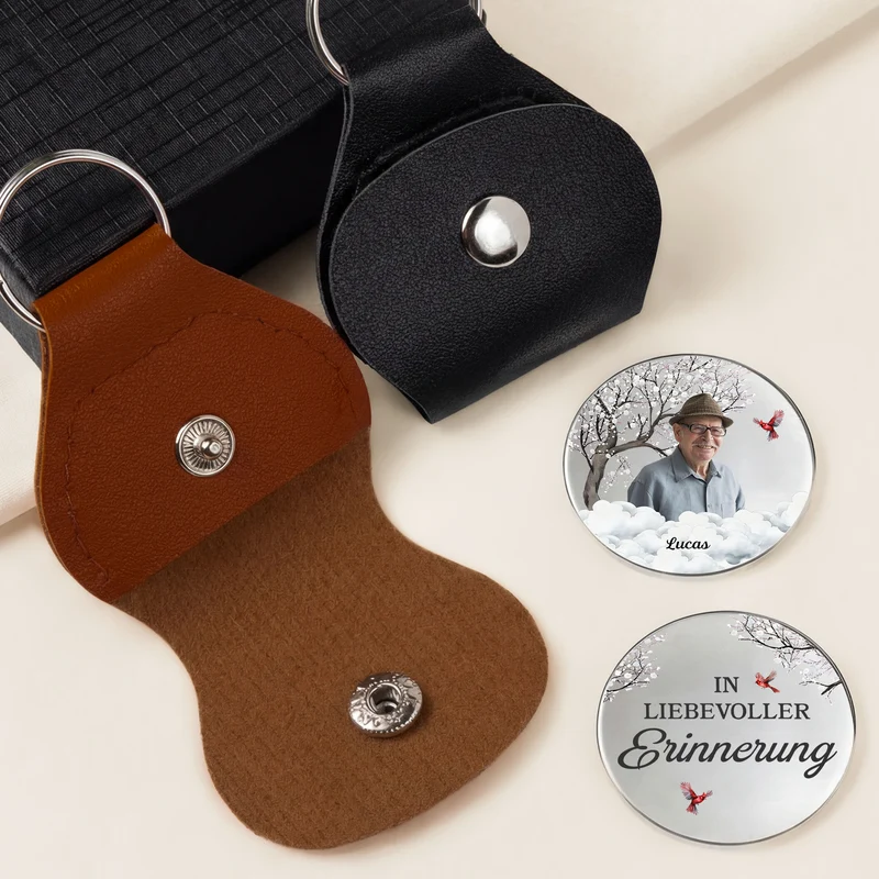 Ich Bin Immer Bei Dir - Personalisierte Trauergeschenke | Pocket Hug Schlüsselanhänger Foto Papa Mama