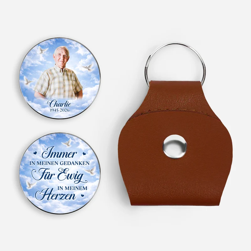 Immer In Meinen Gedanken Für Ewig In Meinem Herzen - Personalisierte Trauergeschenke | Pocket Hug Schlüsselanhänger Foto Papa Mama