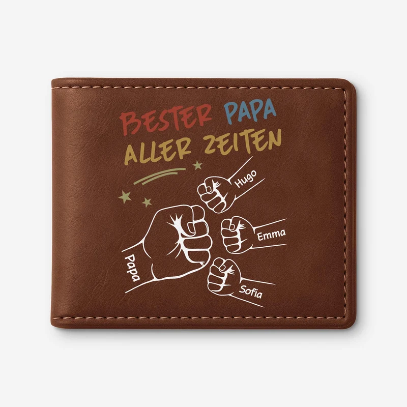 Bester Papa/Opa Aller Zeiten Mit Fäusten - Personalisierte Geschenke Herren | Portemonnaie