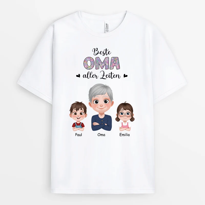 Beste Oma Aller Zeiten Cartoon - Personalisiertes Geschenk | Oma T Shirt