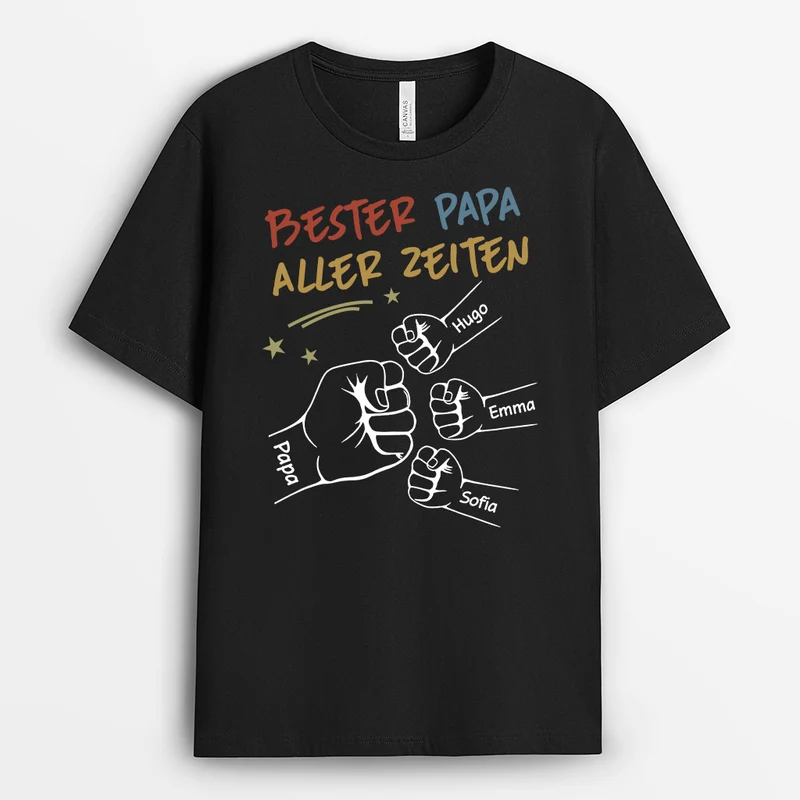 Bester Papa/Opa Aller Zeiten Mit Fäusten - Personalisiertes Geschenk | T Shirt Papa