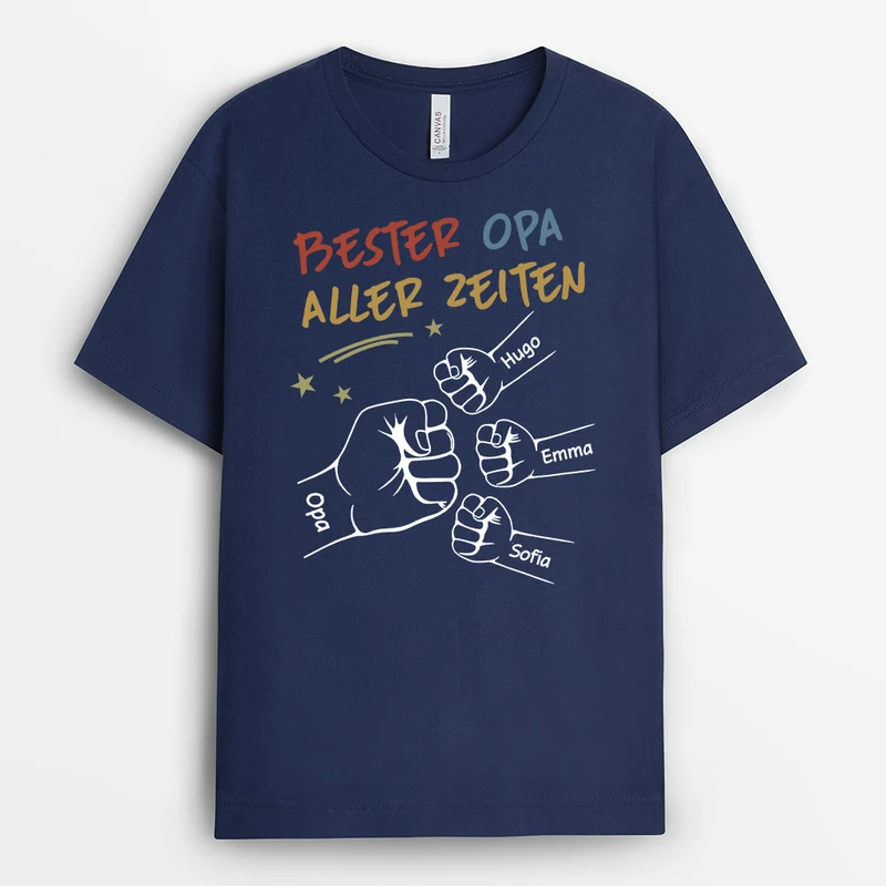 Bester Papa/Opa Aller Zeiten Mit Fäusten - Personalisiertes Geschenk | T Shirt Papa