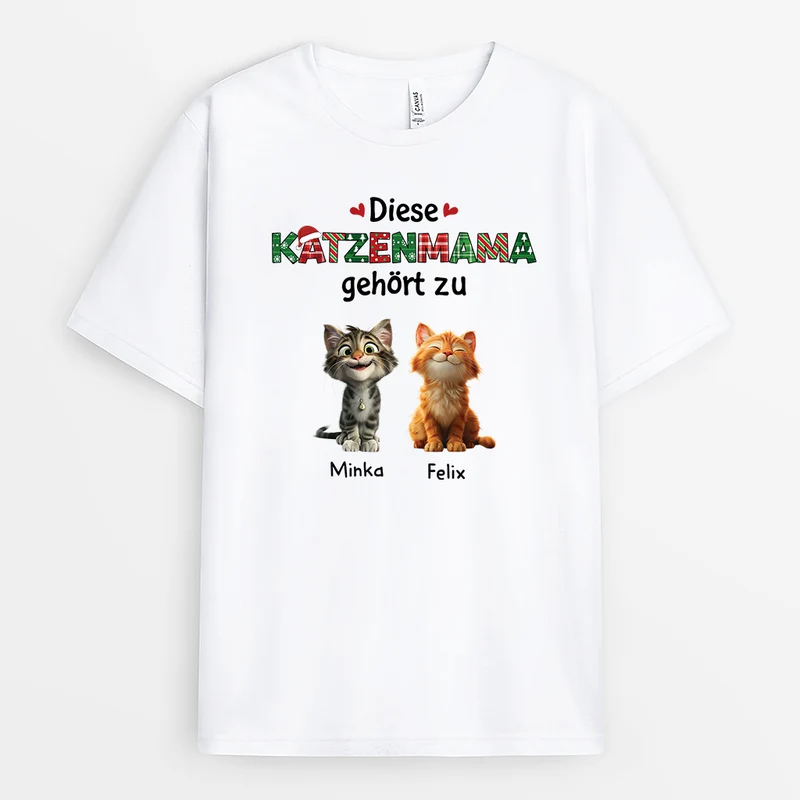 Diese Katzenmama Gehört Zu - Personalisierte Weihnachtsgeschenke | Katzen T-Shirt