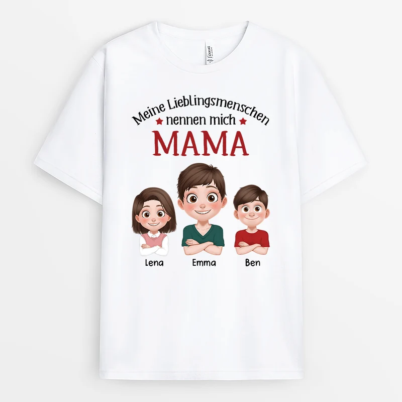 [3D-Optik] Mein Lieblingsmensch Nennt Mich Mama Cartoon - Personalisiertes Geschenk | T-Shirt für Mamas