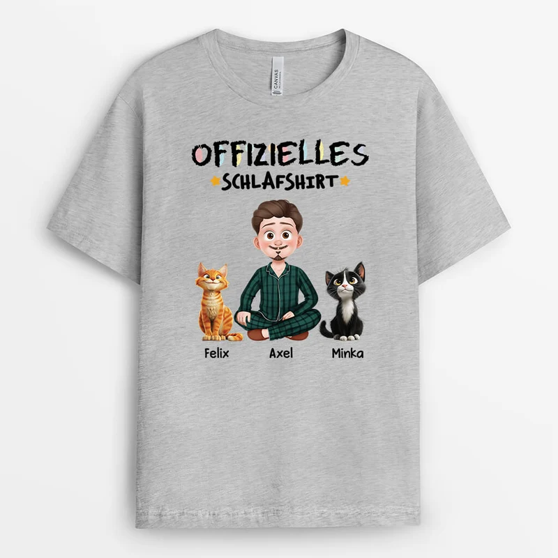 Offizielles Schlafshirt Cartoon - Personalisiertes Geschenk | T-Shirt für Katzenliebhaber
