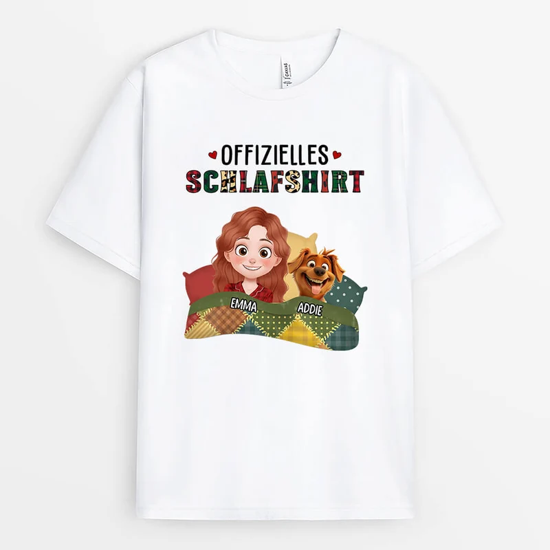 Offizielles Schlafshirt Cartoon - Personalisierte Geschenke | T-shirt für Hundeliebhaber