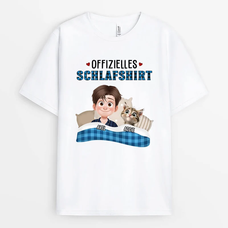 Offizielles Schlafshirt Cartoon - Personalisierte Geschenke | T-shirt für Katzenliebhaber