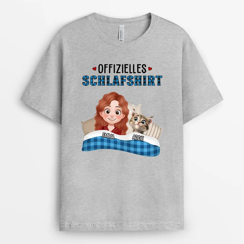 Offizielles Schlafshirt Cartoon - Personalisierte Geschenke | T-shirt für Katzenliebhaber