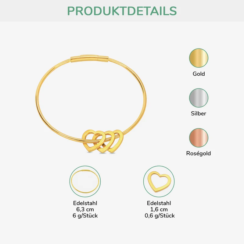 Herzen Mit Namen - Personalisiertes Geschenk | Armband Damen