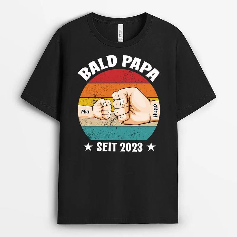 Personalisiertes Bald Papa/Opa Werden T-Shirt