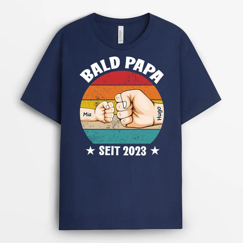 Personalisiertes Bald Papa/Opa Werden T-Shirt