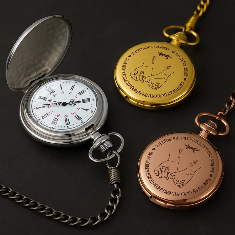 Ich Wünschte Ich Könnte Die Zeit Zurückdrehen - Personalisierte Geschenke Paare | Taschenuhr