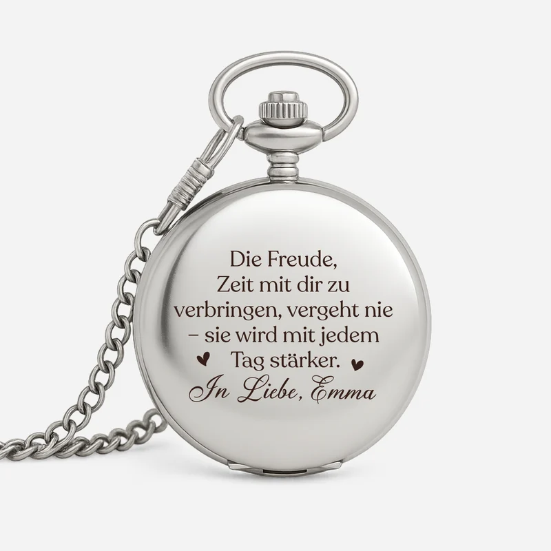 Die Freude Mit Dir Wird Täglich Stärker - Personalisiertes Geschenk | Taschenuhr Paar